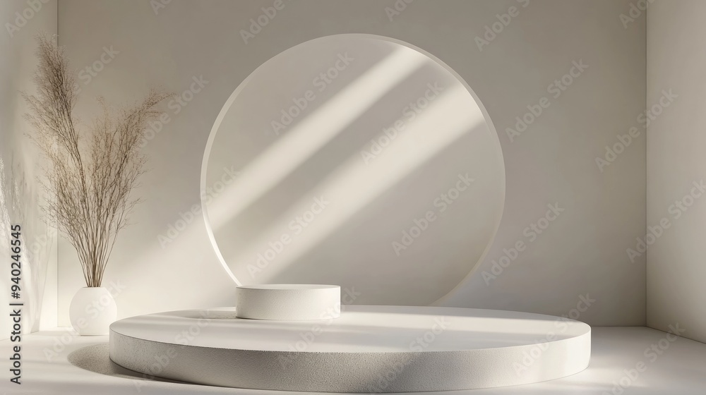 Aufkleber 3D render of a podium designed for product display in a minimalist and elegant setting