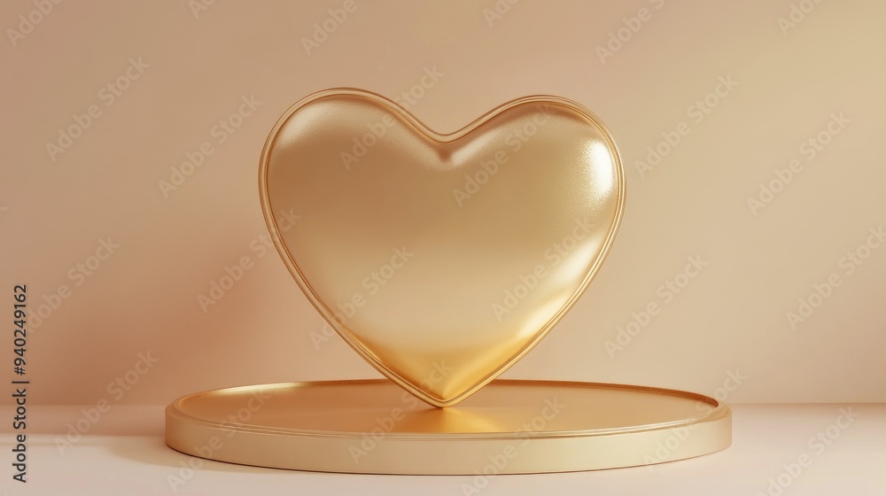 Aufkleber 3D rendering of a heart shaped light gold display stand