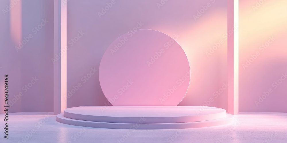 Poster 3d rendered platform podium for abstract product presentation background template