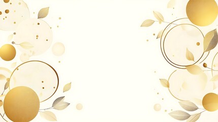 Abstract Background with Golden Circles and Leaves