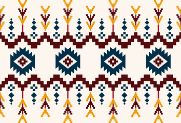 Obraz premium abstract Traditional geometric ethnic fabric pattern ornate elements with ethnic patterns design for textiles, rugs, clothing, sarong, scarf, batik, wrap, embroidery, print, curtain, carpe