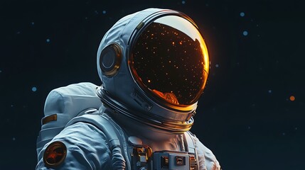 Astronaut Gazing at the Stars Through a Glowing Visor