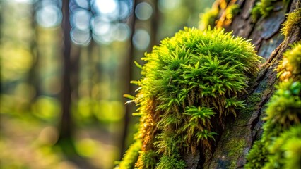 Close-up of becherflechte moss growing on a tree trunk, becherflechte, moss, close-up, nature, tree, trunk, organic, green