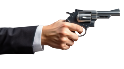 Hand Holding Gun isolated on white background png file.