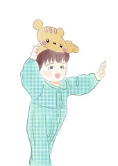 動物のおめんをかぶる子供のイラスト