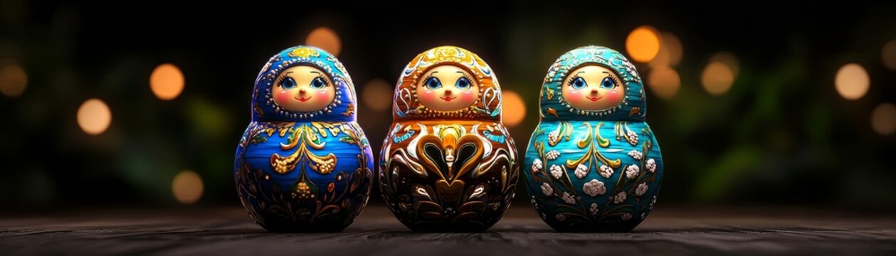 A 3D Russian nesting doll with soft lighting on the right, representing the craftsmanship and tradition of Russia.