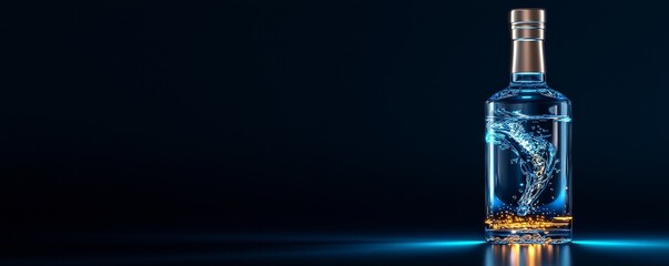 A 3D Russian vodka bottle with soft lighting on the right, symbolizing the iconic beverage of Russia.