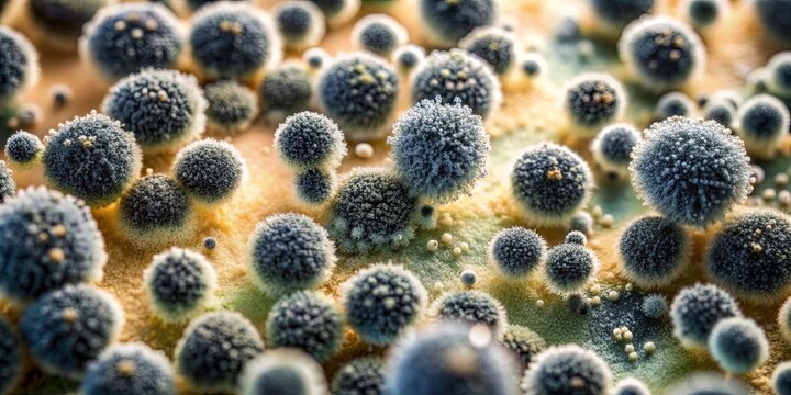 Closeup background of black mold spores spreading , mold, fungus, spores, growth, microscopic, contamination, closeup