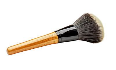 Makeup brush with wooden handle on transparent background 