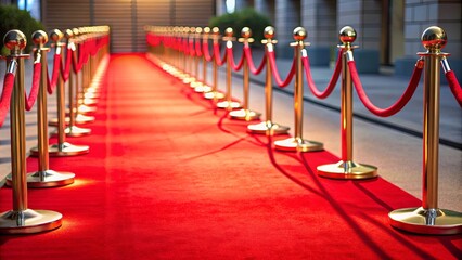 Rope barrier leading to red carpet on a special event, event, VIP, exclusive, red carpet, luxury, entrance, grand