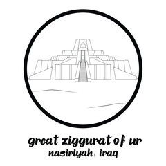 Obraz premium Circle Icon Great Ziggurat of Ur. Vector illustration