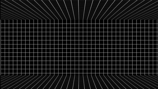 3 black and white abstract backgrounds featuring 3D Grids in a seamless loop.