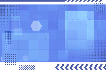 Blue screen mosaic memphis vector background for digital tech concept.