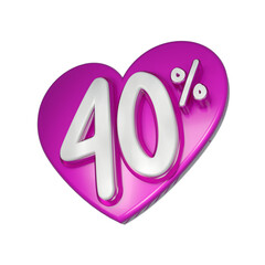 3d sales pink and white discount price tag for composition 40 percent, amazing for valentine day