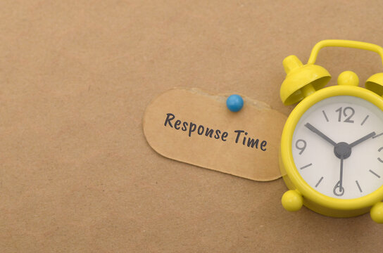 The image of an alarm clock and a note labeled "Response Time" emphasizes the importance of timely communication and efficient customer service.