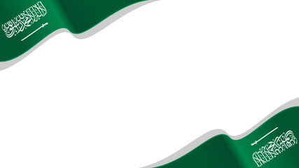 ribbon frame with flag of Saudi Arabia on white background with copyspace