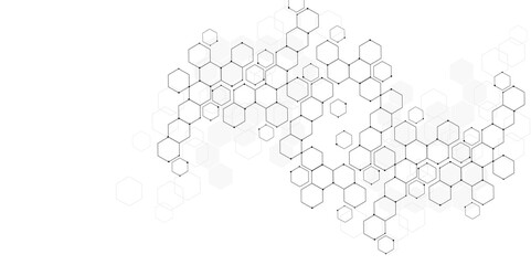 Technology black hexagon diagram concept. Vector abstract technology on a white background.