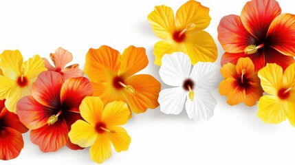 Obraz premium Bright hibiscus flowers create a stunning floral backdrop, perfect for invitations and prints. Elegance meets nature in this design.