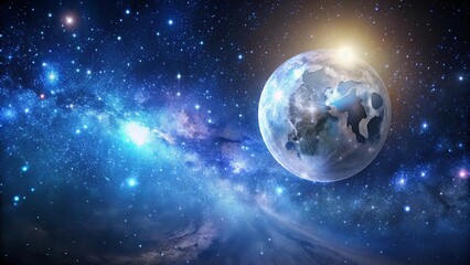 Obraz premium Moon and stars shining brightly in a vast galaxy , celestial, night sky, astronomy, space, universe, cosmos, constellations