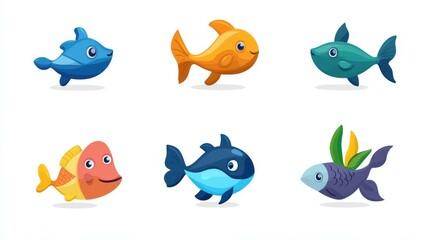 Fototapeta premium Discover vibrant fish tail icons in a modern flat design. Perfect for adding a playful touch to your projects