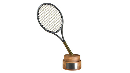 Metal Tennis Trophy on a wooden base 