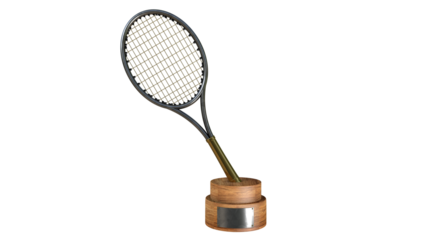 Metal Tennis Trophy on a wooden base 