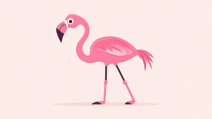 Obraz premium A sleek, minimalist flamingo illustration in clean lines and a simple color palette, embodying modern flat design.