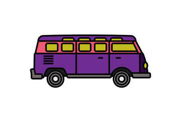 Original vector illustration. An old travel van. A contour icon.