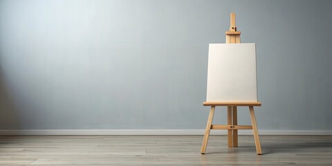 A wooden easel with a blank canvas ready for an artist to paint, art, painting, canvas, drawing, creativity, studio, artist