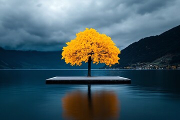 A sad willow tree in a minimalist style, with only the essential elements depicted, evoking a sense of peaceful solitude