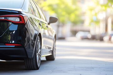 Close-up car side, on street.