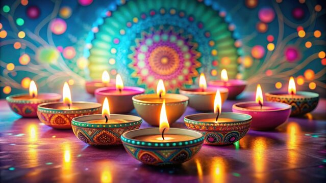 Diwali celebration with vibrant pastel candles Indian festival of light, Diwali, celebration, vibrant, pastel, candles