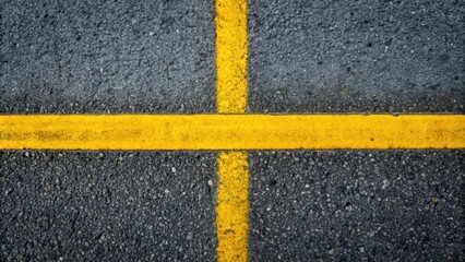 Fototapeta premium Top view of road with yellow stripe , traffic, transportation, road markings, highway, travel, lane, asphalt, infrastructure