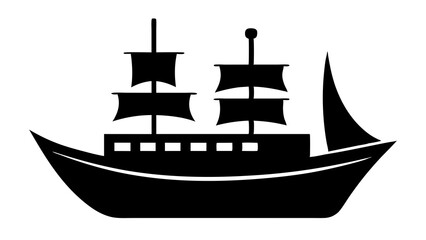 Ship Silhouette: High-Resolution Black and White Vector Illustration