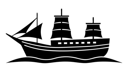 Ship Silhouette: High-Resolution Black and White Vector Illustration