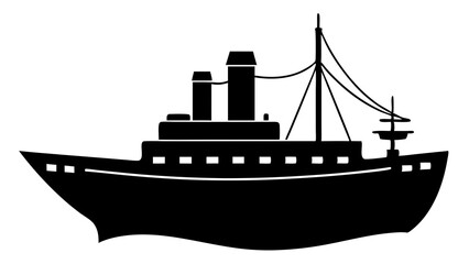 Ship Silhouette: High-Resolution Black and White Vector Illustration