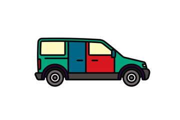 Original vector illustration. A passenger car. A contour icon.