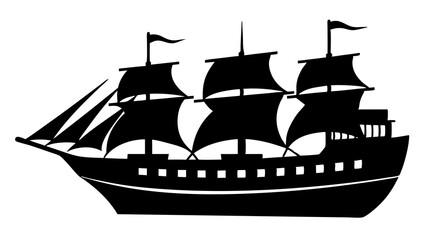 Black and White Ship Silhouette: Classic Vector Art for Creative Projects