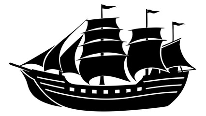 Black and White Ship Silhouette: Classic Vector Art for Creative Projects