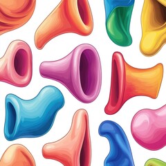 Colorful Cartoon Ear Shapes on White Background