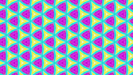 Colorful triangles mosaic vibrant neon pink blue yellow color modern abstract geometric pattern art illustration abstract background.