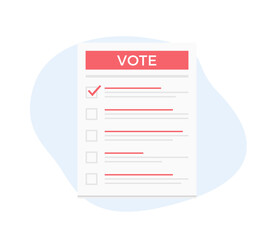 Ballot paper with five check boxes, vector eps10 illustration