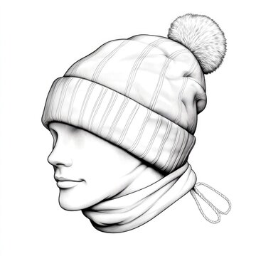 recommend clip art: Winter Hat with Pom Pom and Scarf Illustration