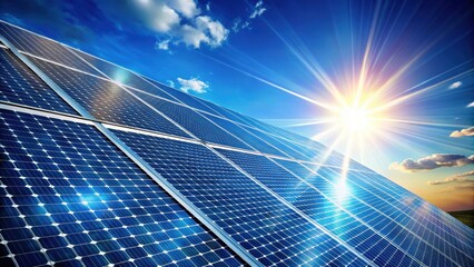 Smooth sleek solar panels close-up, sun reflection in pv cells eco power technology, solar panels, close-up