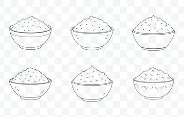 Print Biryani Line Art Vector Set Traditional Indian Rice Dish Illustration Collection