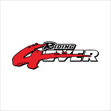 Riding 4ever writing with white background