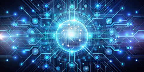 Fototapeta premium Digital core of interconnected information technology, illustrating interactive intelligence