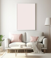 Serene Hues Soft-Toned Living Room with Glossy Frame