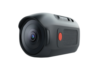 Advanced car dash cam with HD recording gadget icon on white background