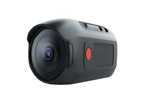 Advanced car dash cam with HD recording gadget icon on white background